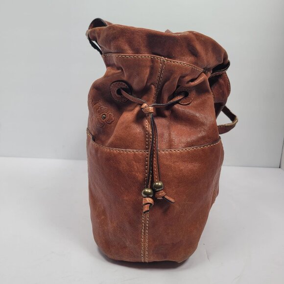 VTG Fossil Women's Brown Leather Floral Embossed Shoulder Bag - Picture 4 of 12